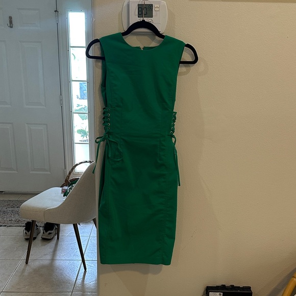 Calvin Klein Emerald Midi Dress with Side Ties - Picture 1 of 4